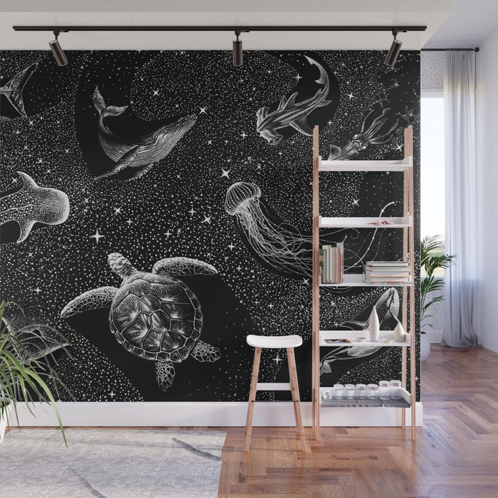 Cosmic Ocean (Black Version) Wall Mural Gallery Image 1