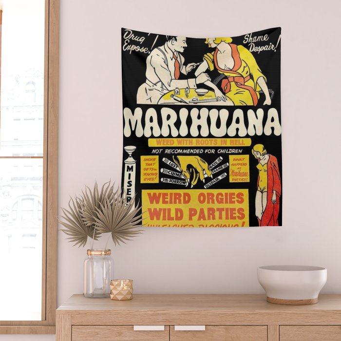 Marihuana Marijuana Vintage Movie Wall Tapestry Gallery Image 2