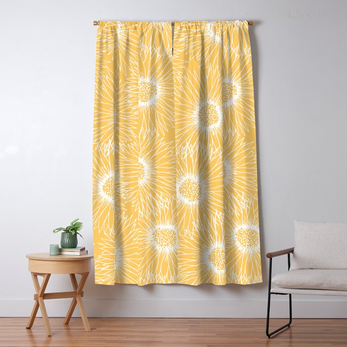 Yellow Sunflowers Line Art Window Curtain Gallery Image 5