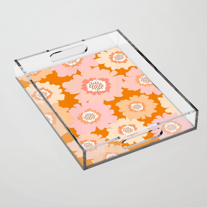 Modern Boho Flowers Acrylic Tray Gallery Image 1