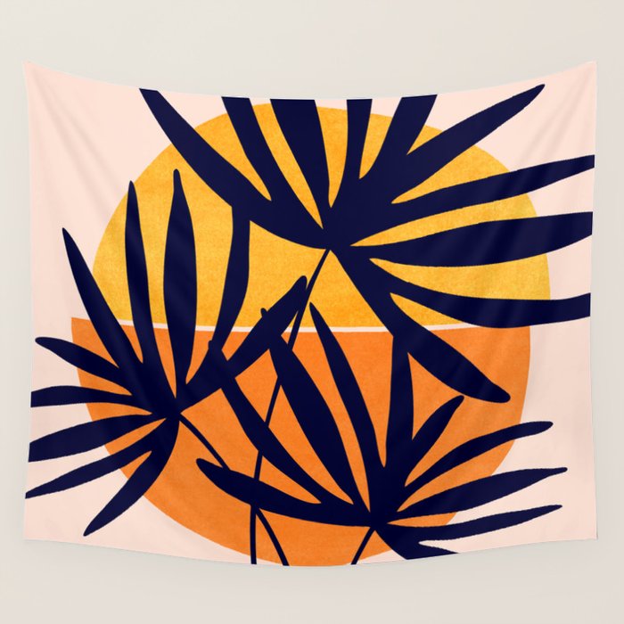 Tropical Retro Sunset Wall Tapestry Gallery Image 4