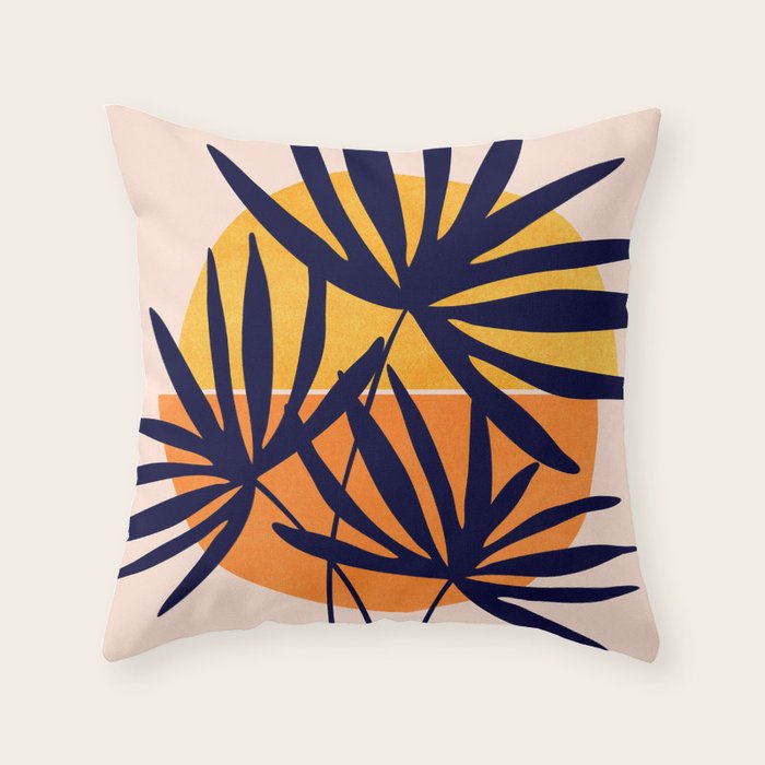 Tropical Retro Sunset Throw Pillow Gallery Image 1