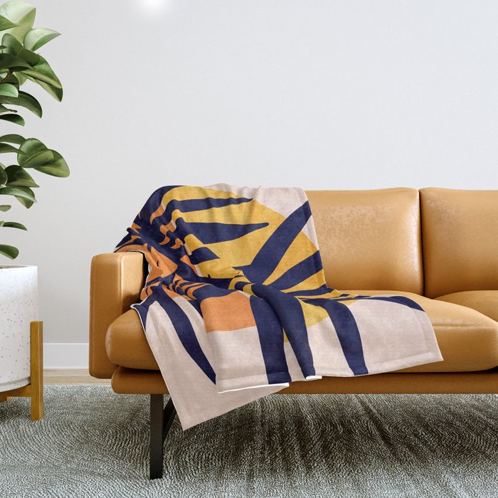 Tropical Retro Sunset Throw Blanket Gallery Image 1