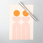 Mid Century Modern Geometric 43 in Coral Orange (Rainbow and Sun Abstraction) Wrapping Paper Gallery Image 1