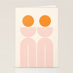 Mid Century Modern Geometric 43 in Coral Orange (Rainbow and Sun Abstraction) Stationery Card Gallery Image 2