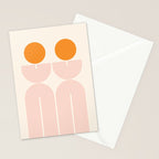Mid Century Modern Geometric 43 in Coral Orange (Rainbow and Sun Abstraction) Stationery Card Gallery Image 2