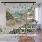 Apricity, Scenic Neutral Pastel Nature Travel Photography, Mountains Exotic Birds Landscape Path Wall Mural Gallery Image 1