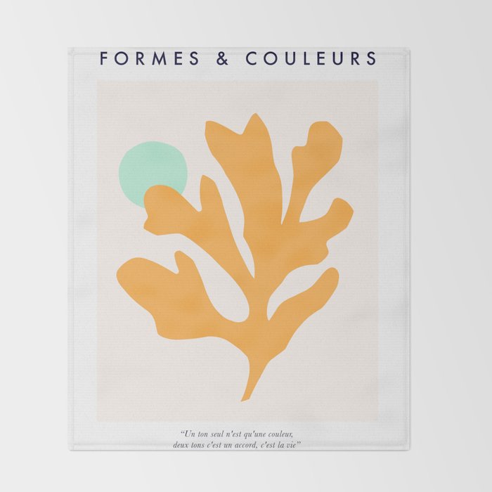 Simple Orange Leaf on Aqua Sun - cut-outs 3  Throw Blanket Gallery Image 2