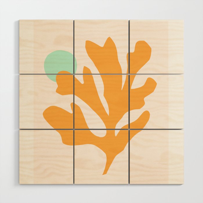 Simple Orange Leaf on Aqua Sun - cut-outs 3  Wood Wall Art Gallery Image 1