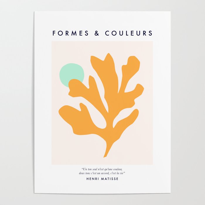 Simple Orange Leaf on Aqua Sun - cut-outs 3  Poster Gallery Image 4