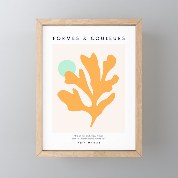 Simple Orange Leaf on Aqua Sun - cut-outs 3  Mini Art Print Gallery Image 1
