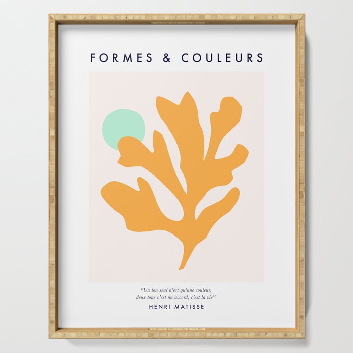 Simple Orange Leaf on Aqua Sun - cut-outs 3  Serving Tray Gallery Image 1