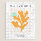 Simple Orange Leaf on Aqua Sun - cut-outs 3  Jigsaw Puzzle Gallery Image 1