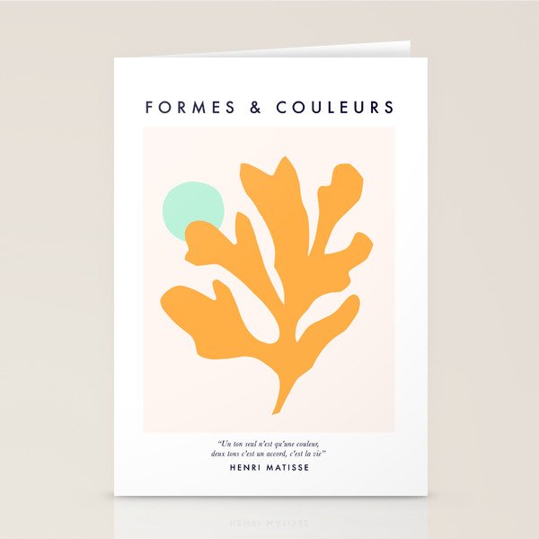 Simple Orange Leaf on Aqua Sun - cut-outs 3  Stationery Card Gallery Image 2