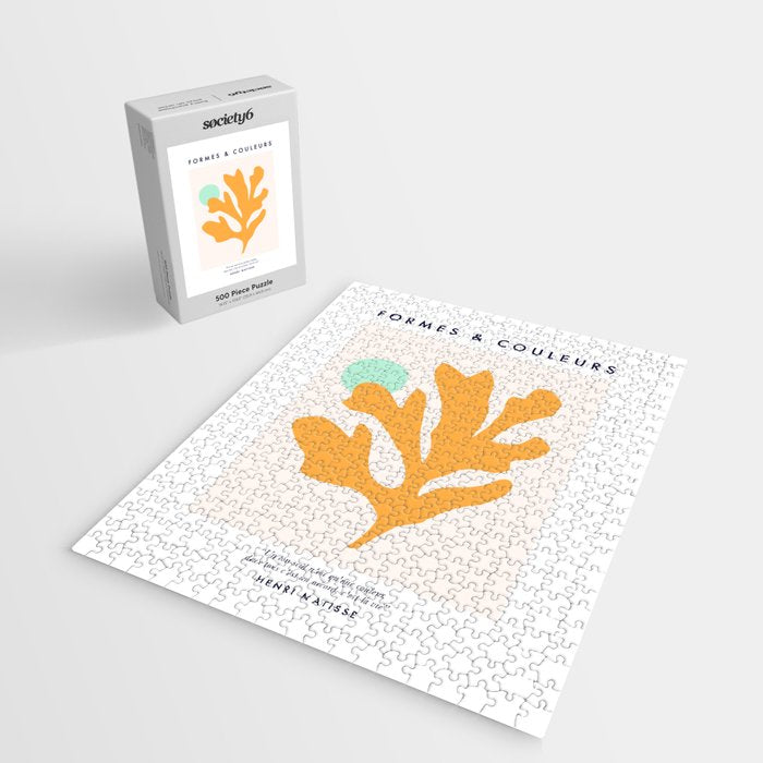 Simple Orange Leaf on Aqua Sun - cut-outs 3  Jigsaw Puzzle Gallery Image 2