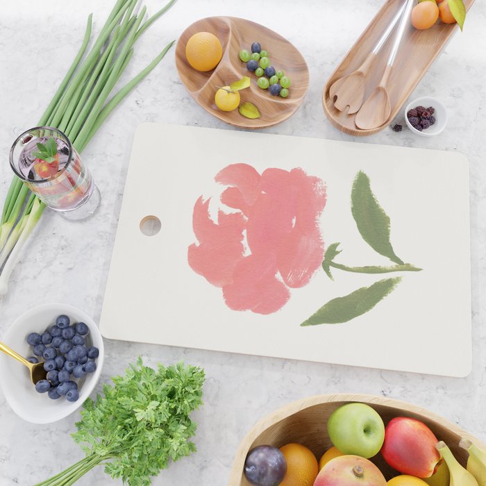 Blush Pink Rose - Gouache Painting Cutting Board Gallery Image 2