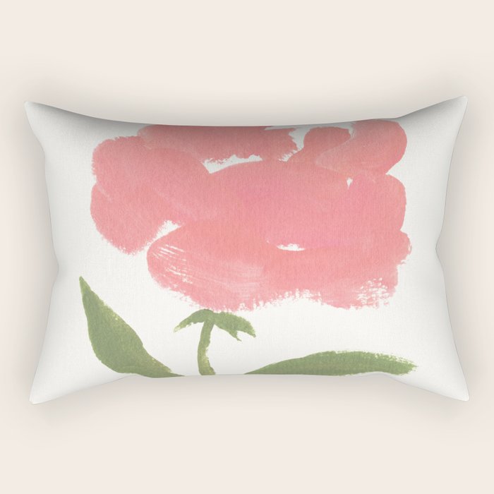 Blush Pink Rose - Gouache Painting Rectangular Pillow Gallery Image 2