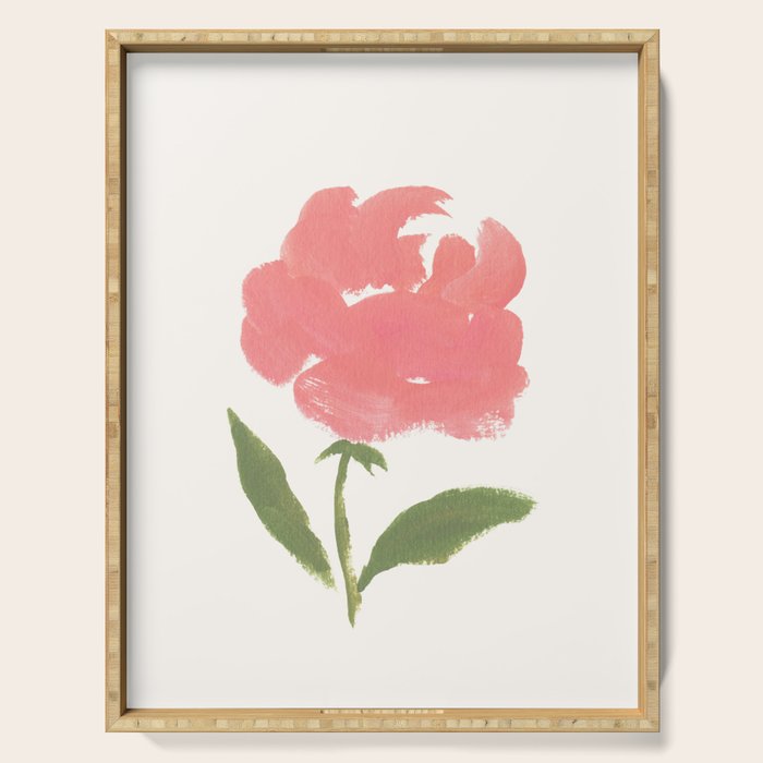 Blush Pink Rose - Gouache Painting Serving Tray Gallery Image 1