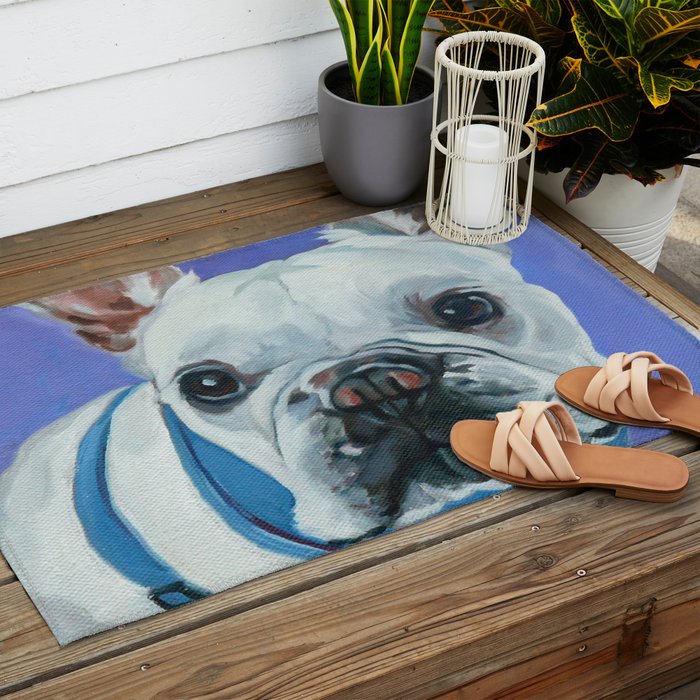 French Bulldog Oil Painting Portrait Outdoor Rug Gallery Image 2