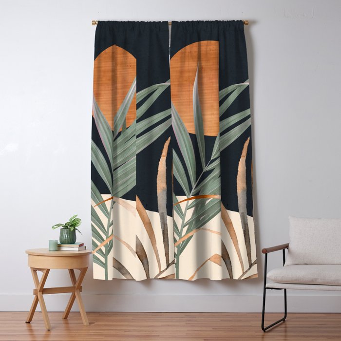 Abstract Art Tropical Leaves 120 Window Curtain Gallery Image 5