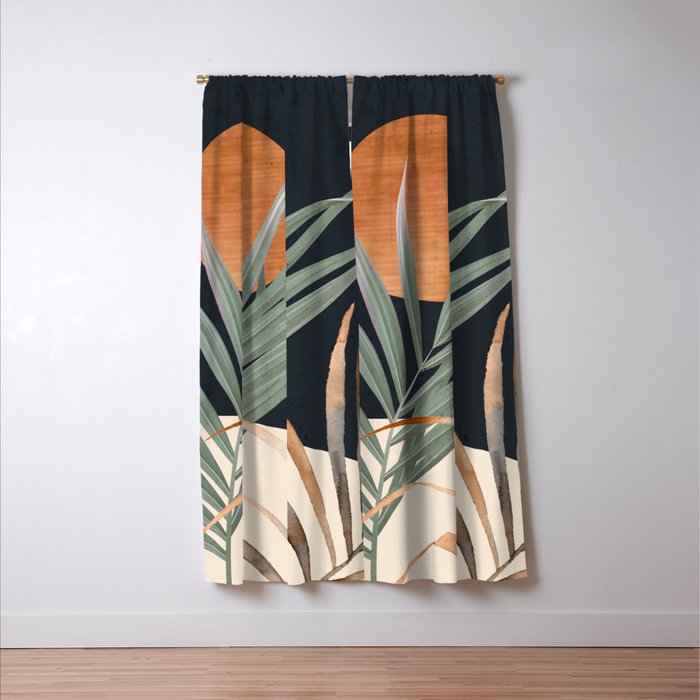 Abstract Art Tropical Leaves 120 Window Curtain Gallery Image 3