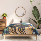 Painterly Bouquet of Proteas in Greek Horse Urn on Blue Comforter Gallery Image 3