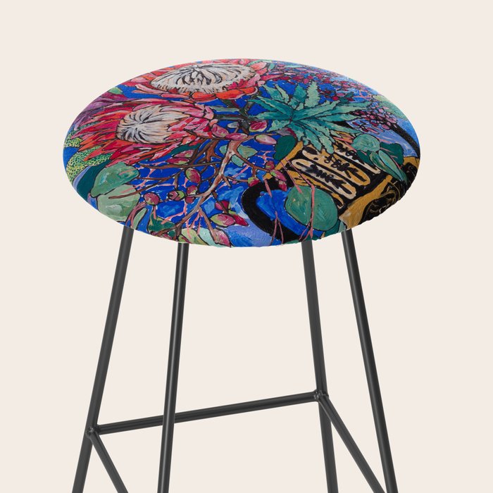 Painterly Bouquet of Proteas in Greek Horse Urn on Blue Stool Gallery Image 2