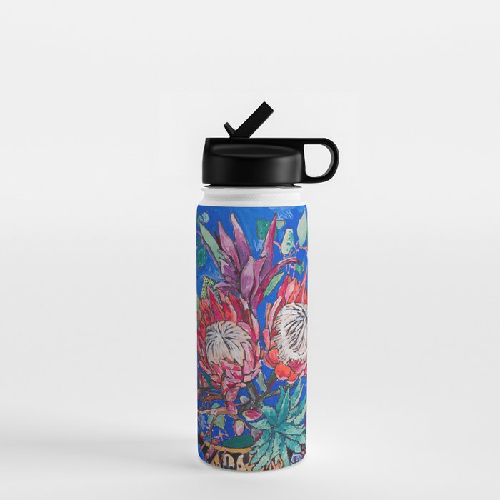 Painterly Bouquet of Proteas in Greek Horse Urn on Blue Water Bottle Gallery Image 1