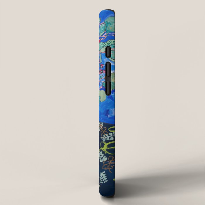 Painterly Bouquet of Proteas in Greek Horse Urn on Blue iPhone Case Gallery Image 2
