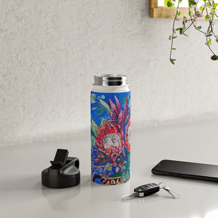 Painterly Bouquet of Proteas in Greek Horse Urn on Blue Water Bottle Gallery Image 4