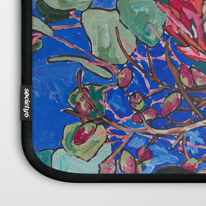 Painterly Bouquet of Proteas in Greek Horse Urn on Blue Laptop Sleeve Gallery Image 3