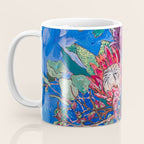 Painterly Bouquet of Proteas in Greek Horse Urn on Blue Coffee Mug Gallery Image 3