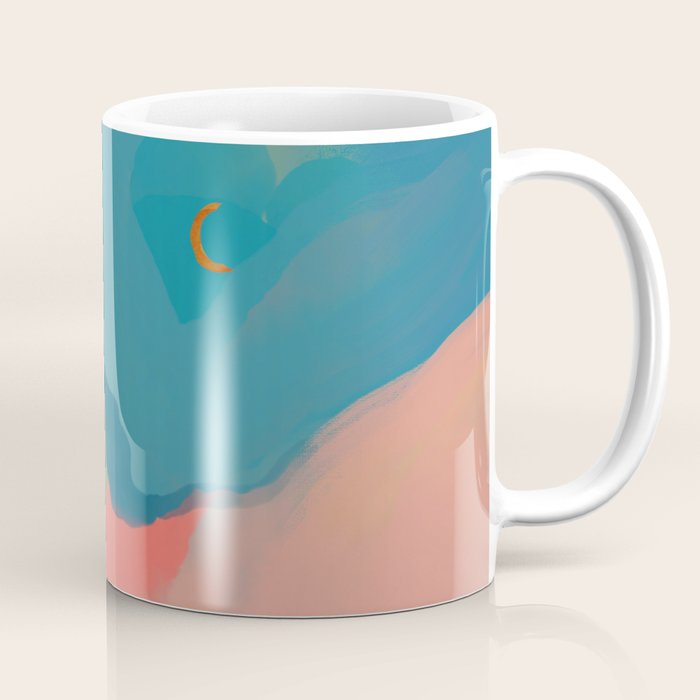 Moon Light On Rainbow Pastel | Night Sky Texture Design Coffee Mug Gallery Image 1