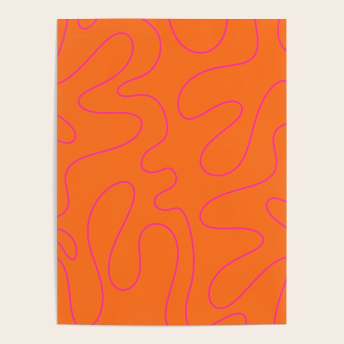 Squiggle Abstract Pattern Orange and Hot Pink Poster Gallery Image 4
