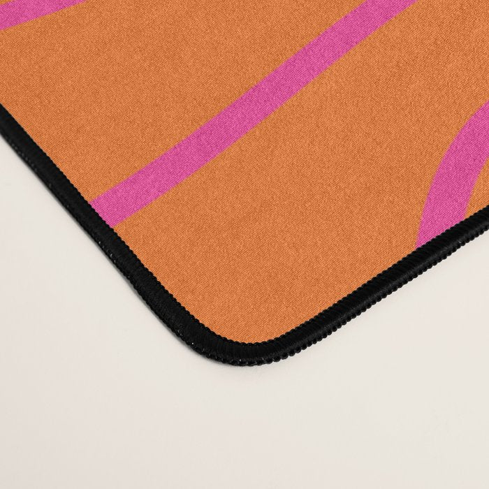 Squiggle Abstract Pattern Orange and Hot Pink Desk Mat Gallery Image 4