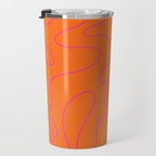 Squiggle Abstract Pattern Orange and Hot Pink Travel Mug Gallery Image 3