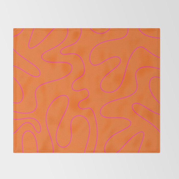 Squiggle Abstract Pattern Orange and Hot Pink Throw Blanket Gallery Image 2