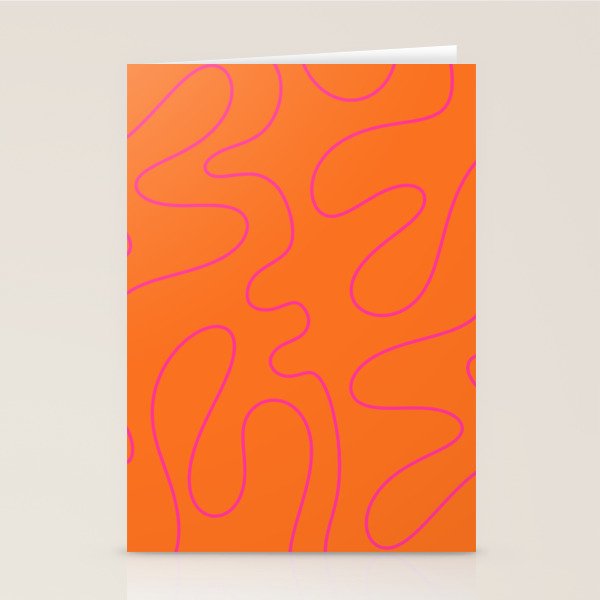 Squiggle Abstract Pattern Orange and Hot Pink Stationery Card Gallery Image 2