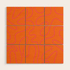 Squiggle Abstract Pattern Orange and Hot Pink Wood Wall Art Gallery Image 1