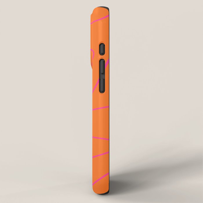 Squiggle Abstract Pattern Orange and Hot Pink iPhone Case Gallery Image 2