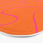 Squiggle Abstract Pattern Orange and Hot Pink Bath Mat Gallery Image 3