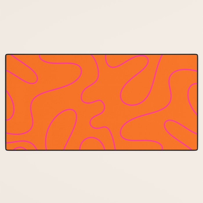 Squiggle Abstract Pattern Orange and Hot Pink Desk Mat Gallery Image 3