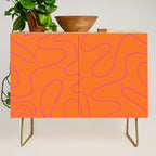 Squiggle Abstract Pattern Orange and Hot Pink Credenza Gallery Image 1