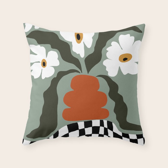 Happy fall floral pottery  Throw Pillow Gallery Image 1