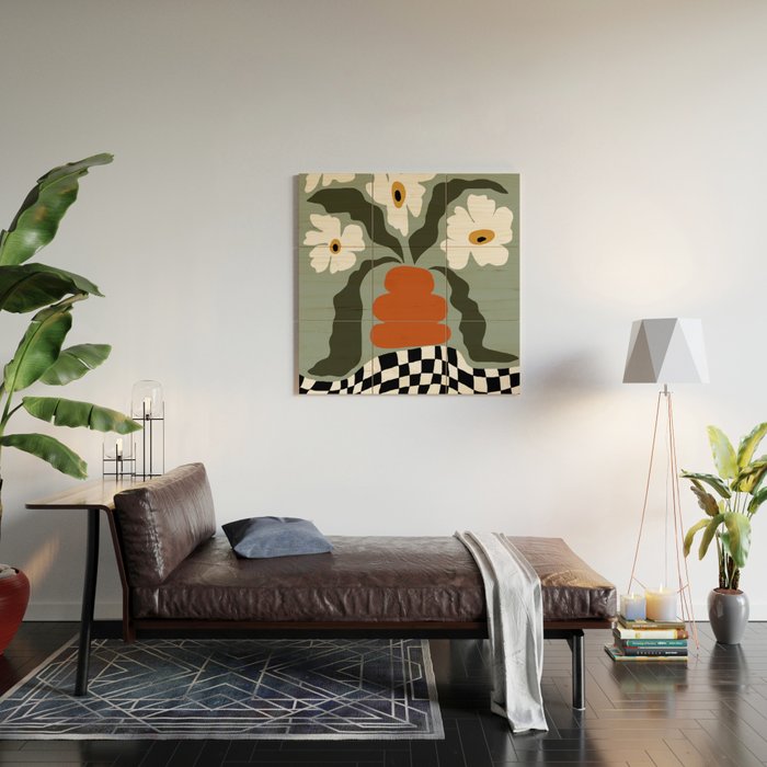 Happy fall floral pottery  Wood Wall Art Gallery Image 2
