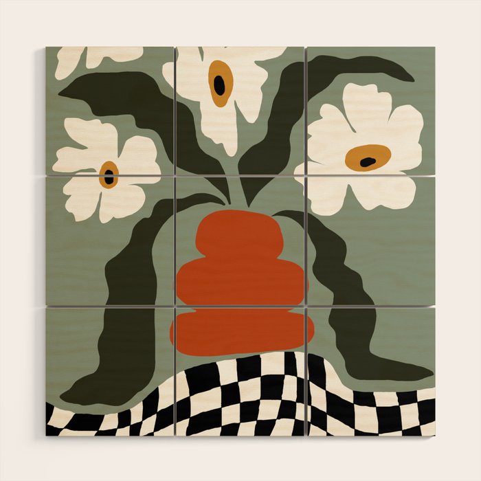 Happy fall floral pottery  Wood Wall Art Gallery Image 1