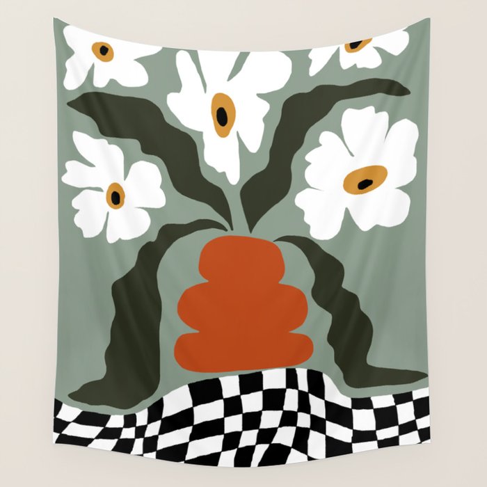 Happy fall floral pottery  Wall Tapestry Gallery Image 4