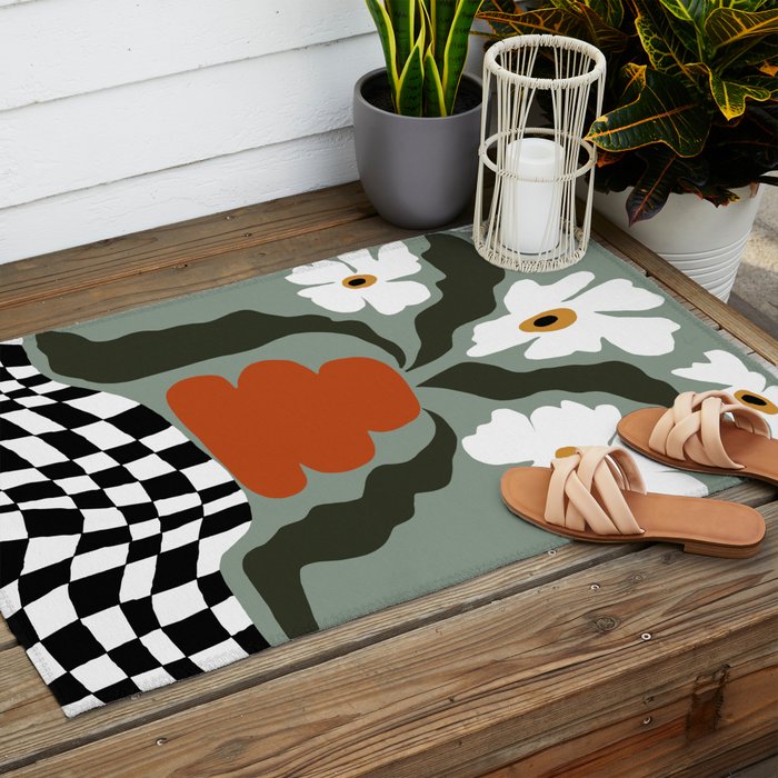 Happy fall floral pottery  Outdoor Rug Gallery Image 2