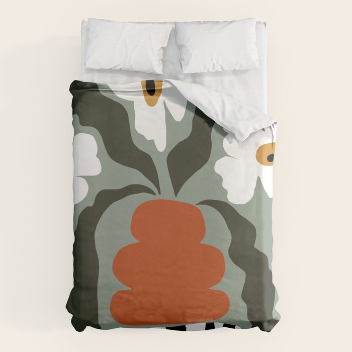 Happy fall floral pottery  Duvet Cover Gallery Image 6