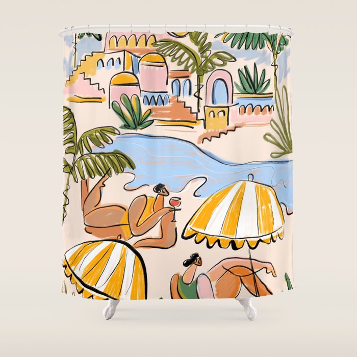 Amalfi Coast Italy (color) Shower Curtain Gallery Image 1